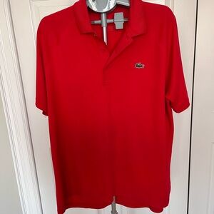 Lacoste Men's Bright Red Short-Sleeve Polo with Crocodile Logo